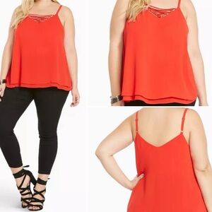 NEW Torrid Red Strappy Front Double Layered Chiffon Tank Top - Size 3 (3XL)